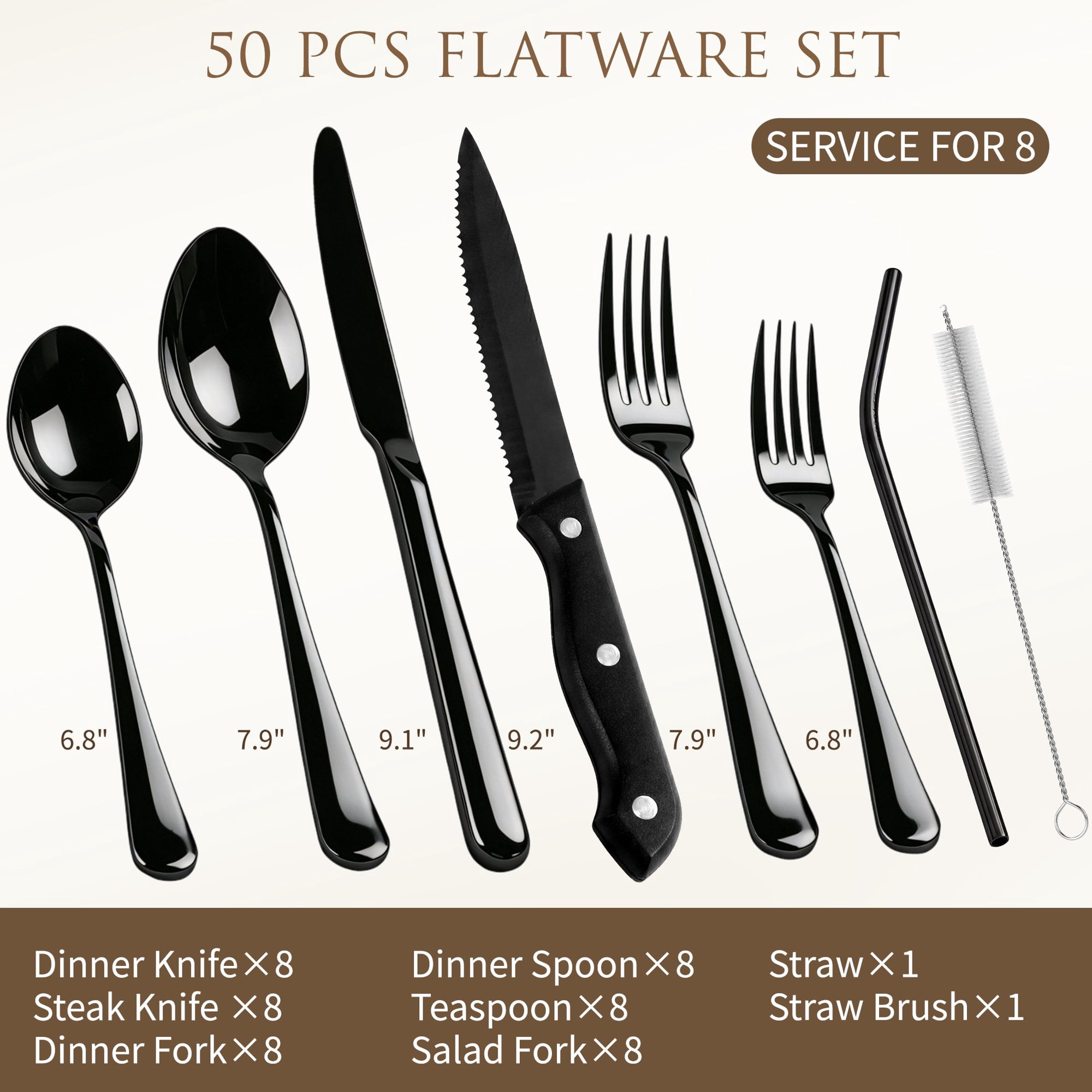 Kikcoin 42 Pcs Silverware Set for 8, Stainless Steel Flatware Set