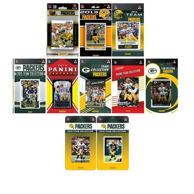 C&I Collectables PACKERS1018TS NFL Green Bay Packers 10 Different Licensed Trading Card Team Sets