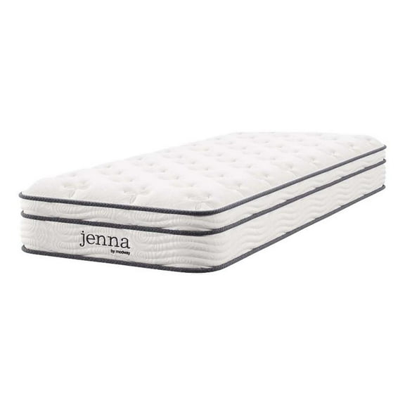 Pemberly Row 8" Modern Innerspring and Foam Narrow Twin Mattress in White