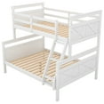 thumbnail image 4 of Euroco Modern Solid Wood Twin over Full Kids Bunk Bed Frame with Ladder, White, 4 of 9