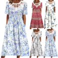 thumbnail image 1 of EQWLJWE Robes pour Femmes 2023 Mode de Fête Femmes Été Couleur Unie Décontractée Col Rond Manches Courtes Robe de Vacances Liquidation Robes pour Femmes, 1 of 5