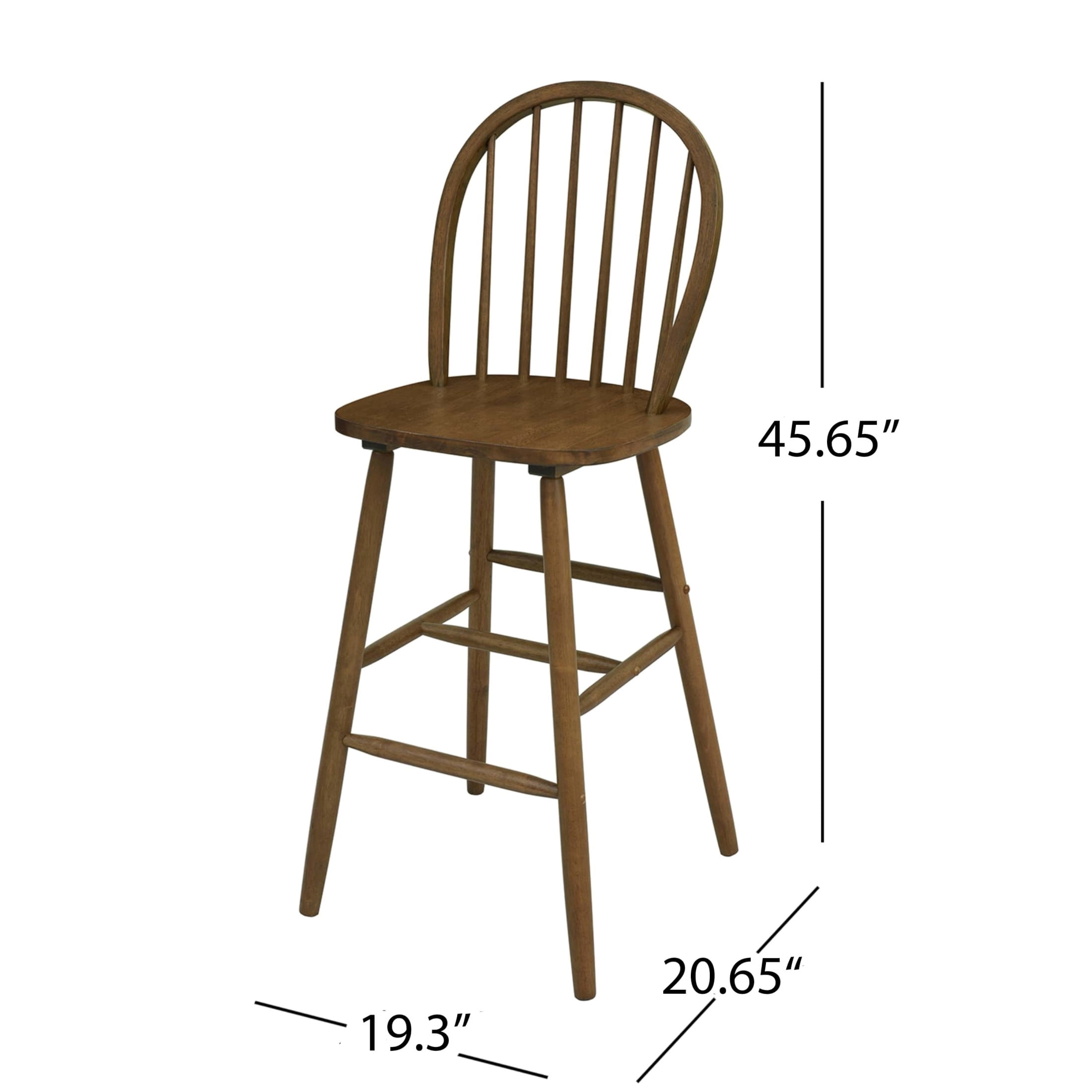 Christopher Knight Home 29.25" Bar Stools with Windsor-Back, Solid Wood Frame, Walnut, Set of 2