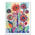 thumbnail image 1 of Large Flower Blooms With Embroidery Style Patterns Folk Art Watercolour Painting Art Print Framed Poster Wall Decor 12x16 inch, 1 of 5