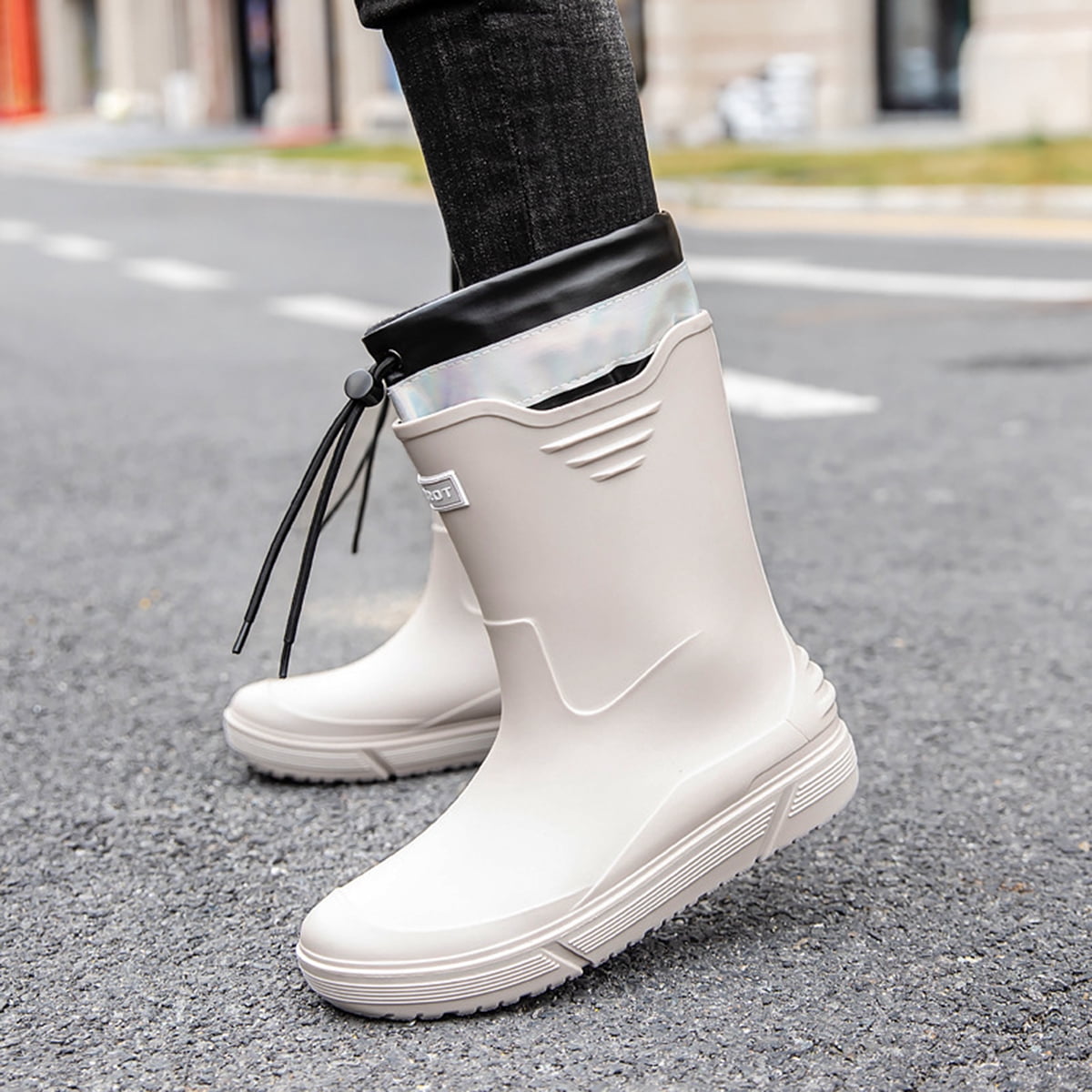 AUXDIQ Rain Shoes Men Mid-calf Boots Waterproof Rain Boots Outdoor Garden Shoes