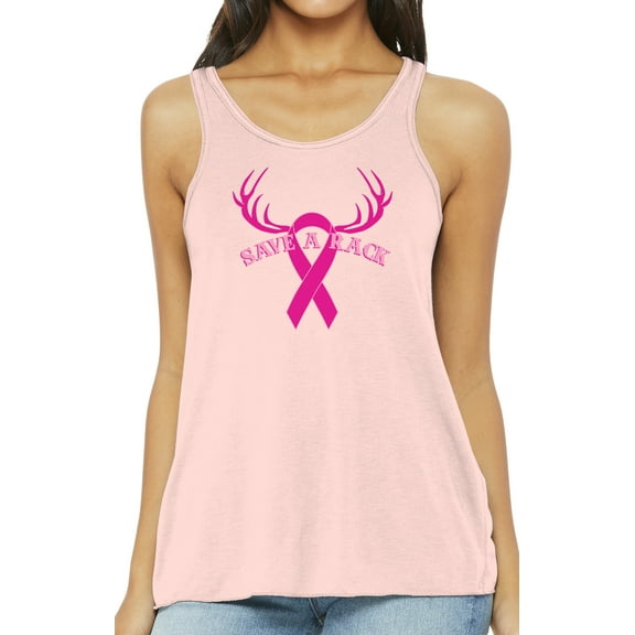 Ladies Breast Cancer Save a Rack Tank Top - Light Pink, Large