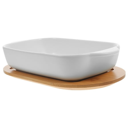 KAKOWELY Oven Safe Dish Ceramic Dish Baking Tray White 1 Set