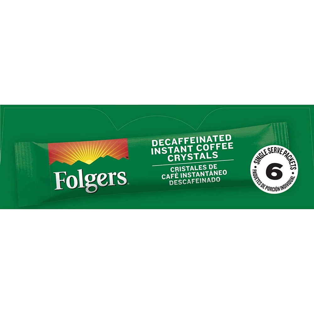 Folgers Classic Decaf Instant Coffee Crystals Packets, 6 Ct (Pack Of 12