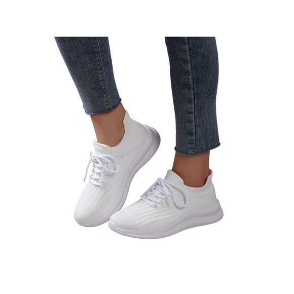 LUXUR Women Sneakers Workout Tennis Shoes Lightweight Running Shoe Breathable Athletic Sneaker Women's Trainers White 7