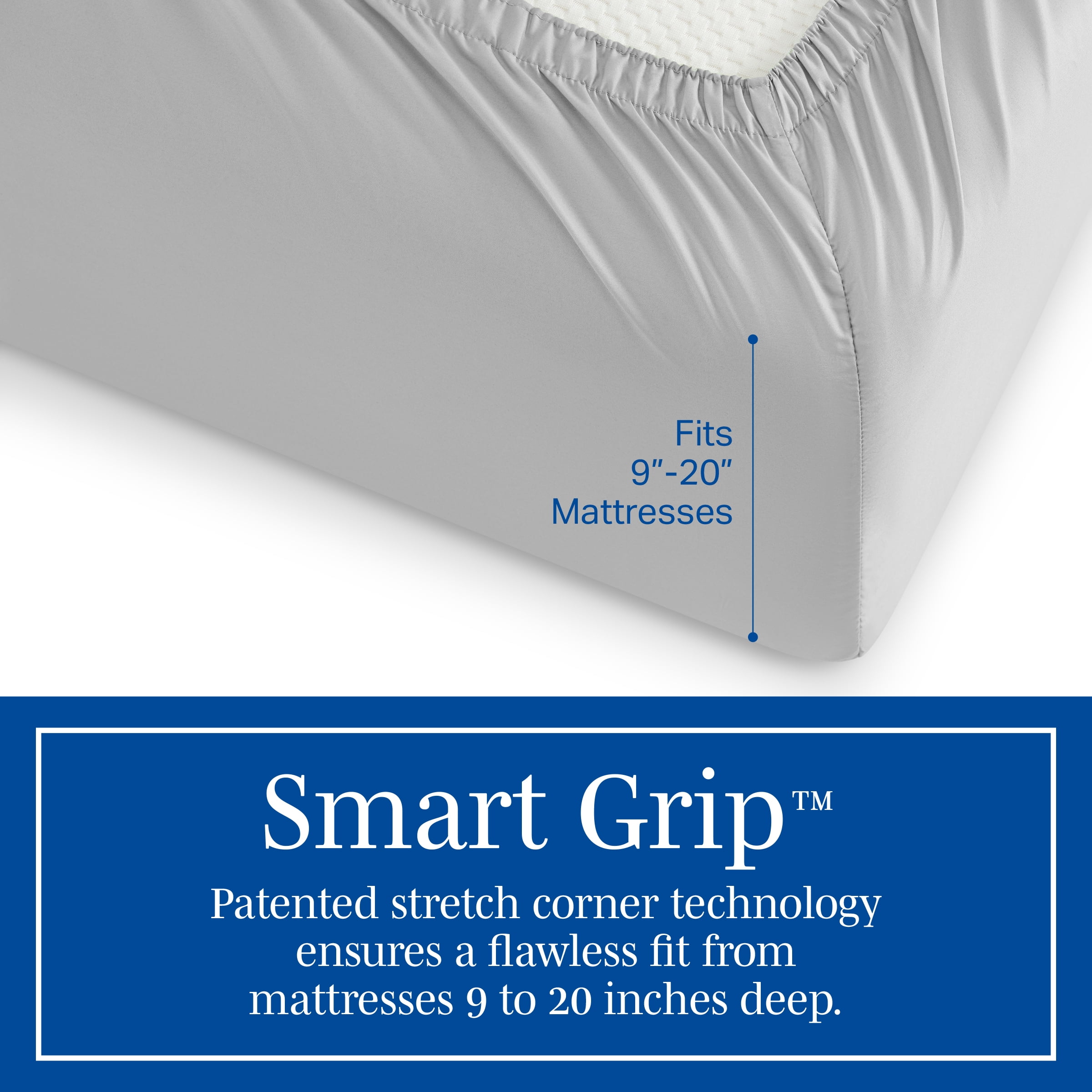 Wamsutta 1846 4-Piece 400 Thread Count Glacier Gray Egyptian Giza Cotton Percale Bed Sheets, Queen-Deep Pocket