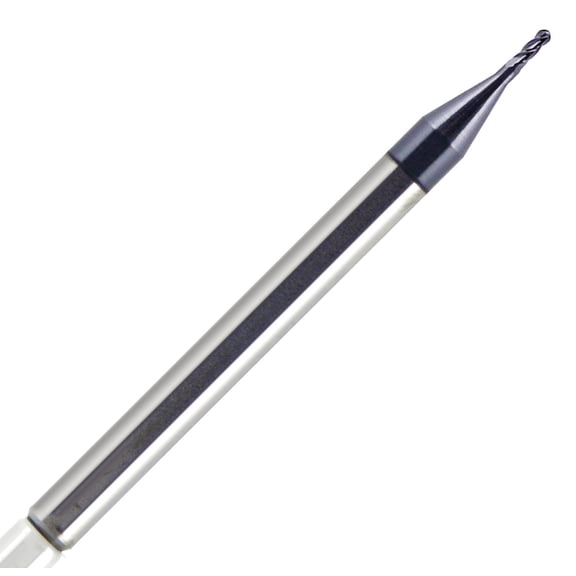 0.033" Diameter 4 Flute ALTiN Ball Carbide End Mill, .099" Length of Cut, 1-1/2" Overall Length