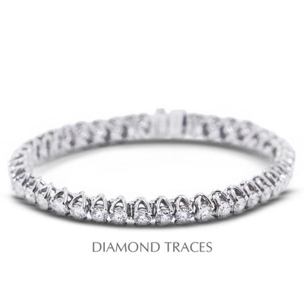 Diamond Traces 3,00 D-SB946-300-1431 14K Or Blanc 4-Brochure Sertie Carats Total Diamants Naturels Bracelet en Treillis de Tennis