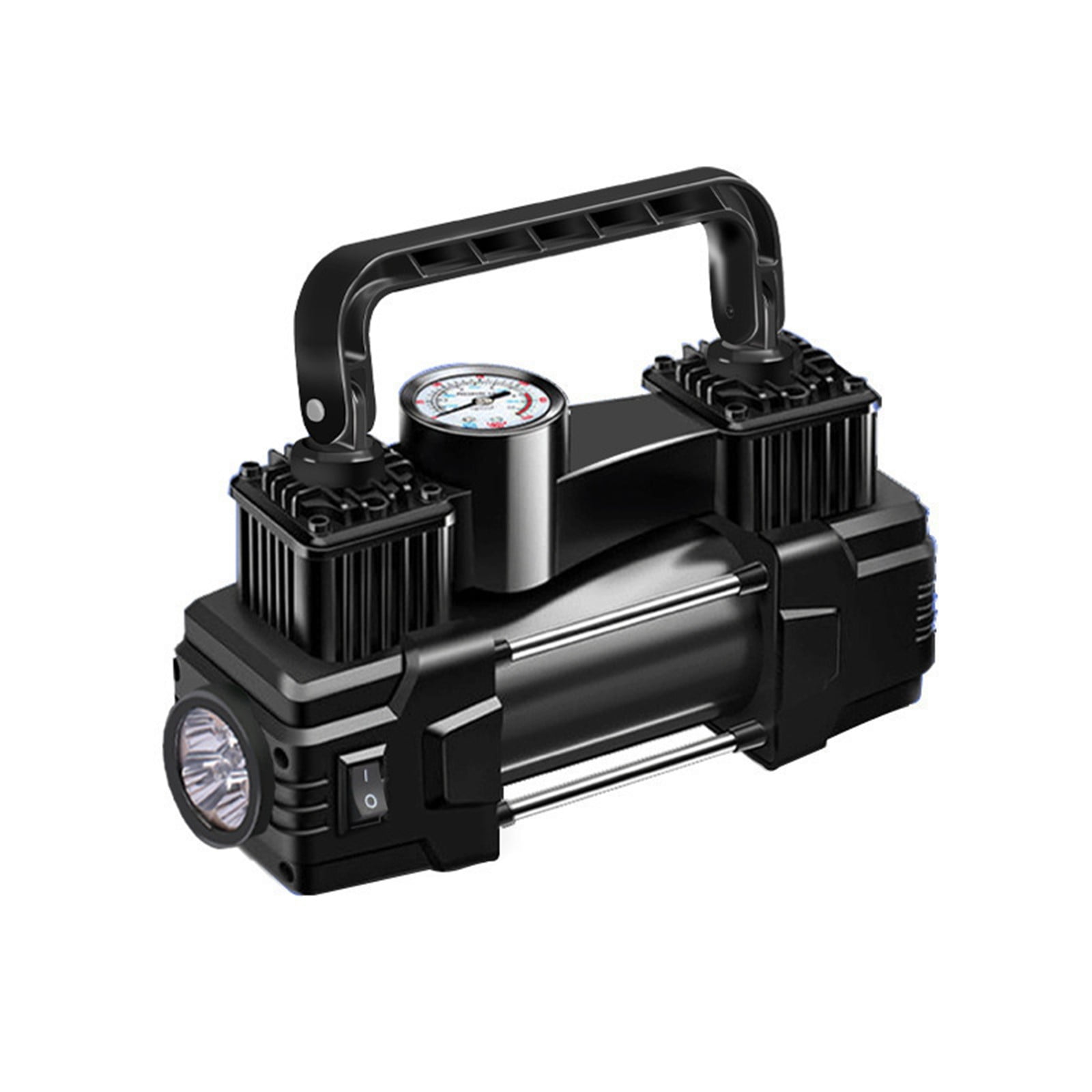 Hearth & Gear Tire Inflator Portable Air Compressor 12V Car With Mechanical Pressure Gauge 150 Handheld Tire Inflator For Car Tires With LED Light Rubber Air Nozzle Tip Pneumatic Air Nozzle Attachment