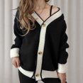 thumbnail image 5 of UYISJ Women's Casual Loose Knitted Cardigan Long Sleeve Open Front Blocked Color Button Down Oversized Sweater Coats M, 5 of 6