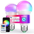 thumbnail image 2 of Smart Light Bulbs with Remote, RGB+CCT Color LED Light Bulbs Work with Alexa & Google Home, Multiple Scene and Music Sync Light Bulb, A19 9W 800LM, WiFi Bluetooth 2.4GHz No Hub Required, 2-Pack, 2 of 5