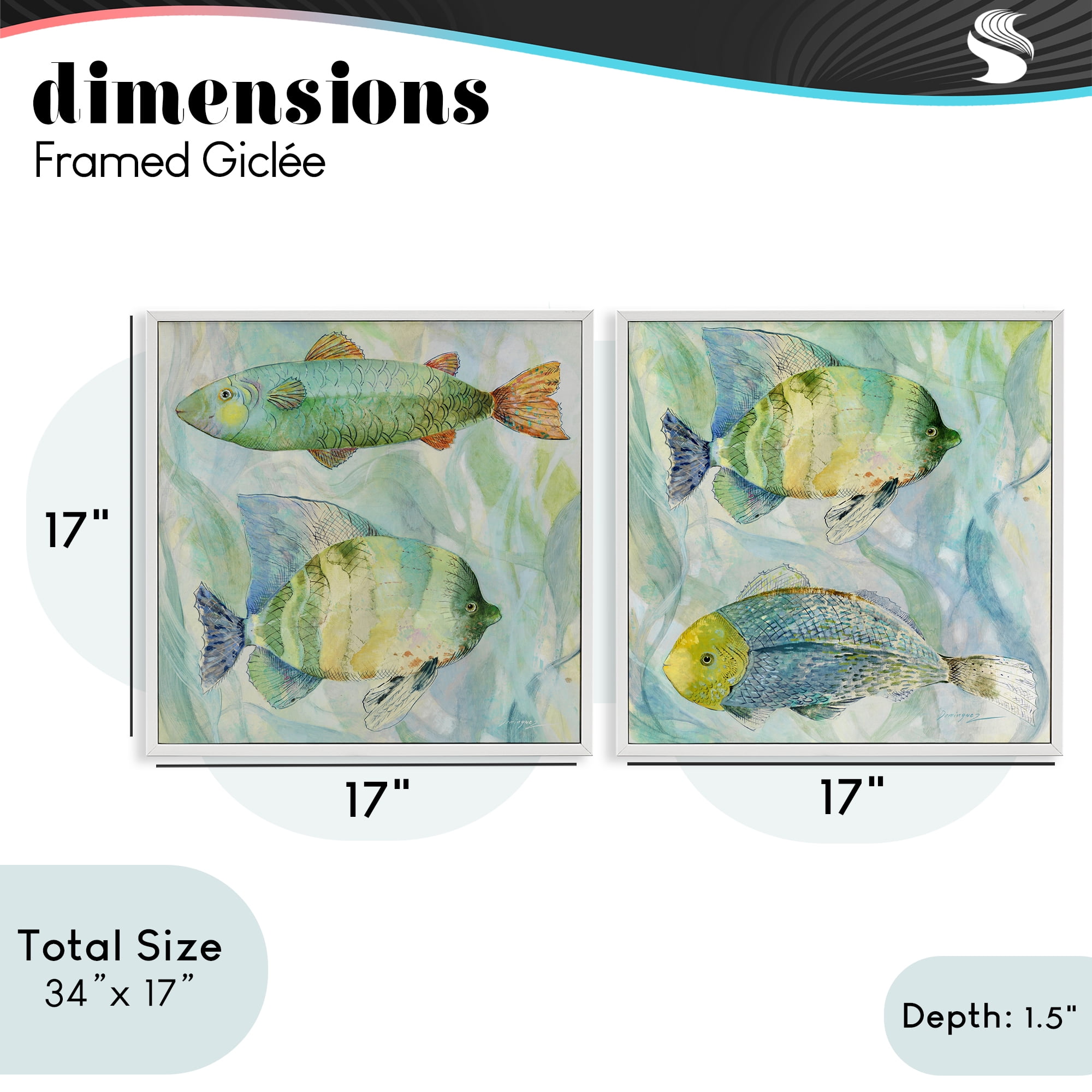 Stupell Industries Sweet Fish Aquatics 2 Piece White Framed Giclee Art Set, design by Lorenzo Collective