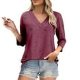 thumbnail image 2 of Womens Tops Women's Short Sleeved Solid Color Pocket V Neck Loose T Shirt Top Shirts for Women, 2 of 6