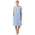 thumbnail image 3 of Aria 100% Cotton Raglan Sleeve Smocked Neck Sleepwear Gown, Sizes XS-5X, 3 of 7