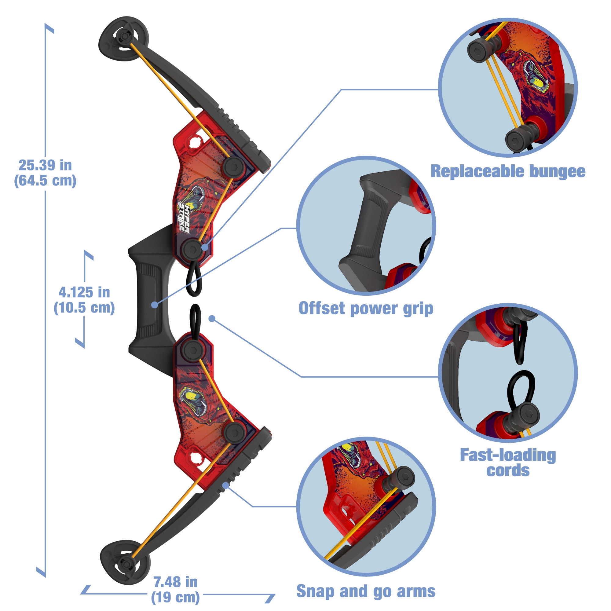 HyperStrike FireTek Bow Archer Pack, Light Up Bow and Light Up Zonic Whistle Arrows