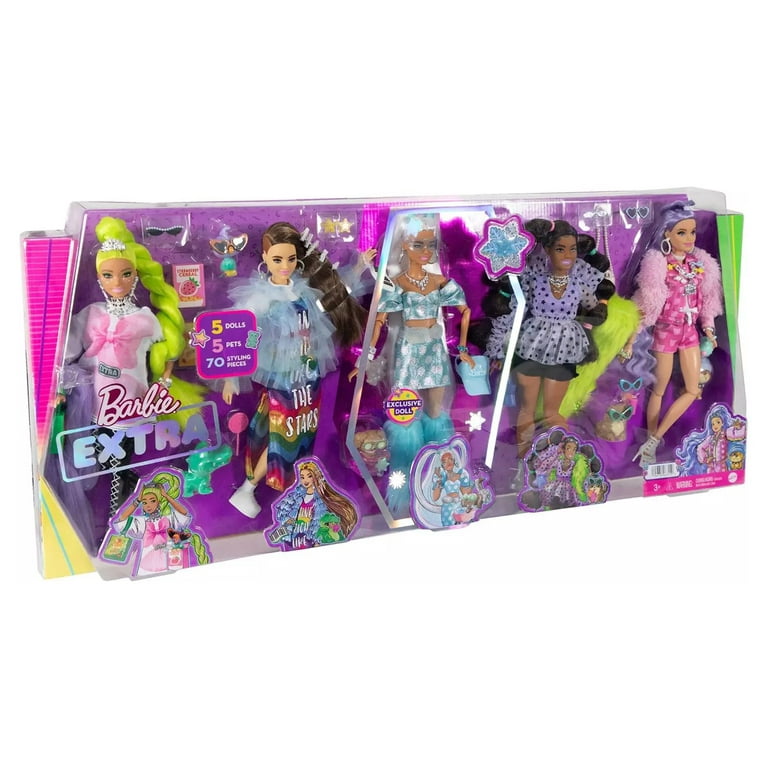 NEW 2022 Barbie Extra 5 pack exclusive doll Unboxing, Review, Restyle -  Official Retail Release 