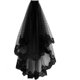 thumbnail image 1 of Black Bridal Veil with Comb Bridal Cathedral Veil Wedding Veil Hair Comb Halloween Hair Decorative for Brides Lady (Black), 1 of 5