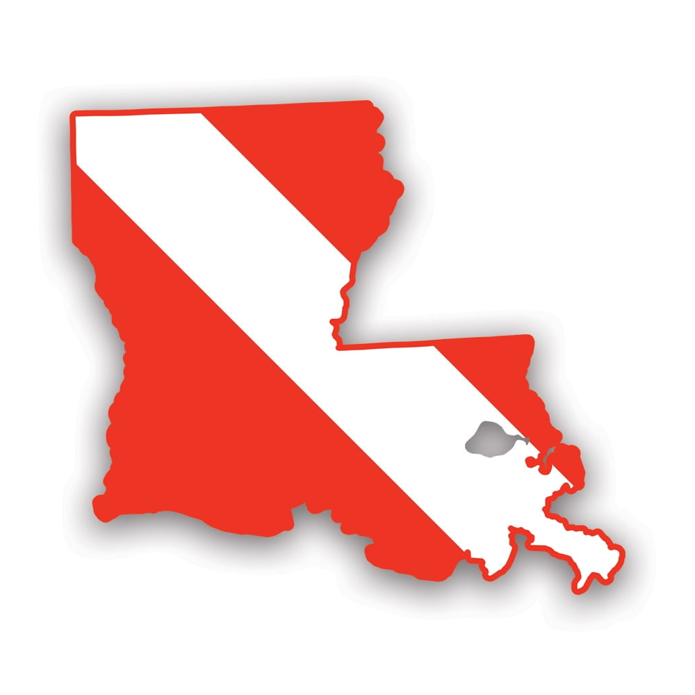 Louisiana State Shaped Diver Down Flag Sticker Decal Self Adhesive