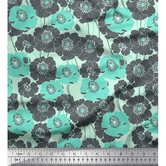 Soimoi Cotton Cambric Fabric Artistic Flower Print Fabric by the Yard 56 Inch Wide