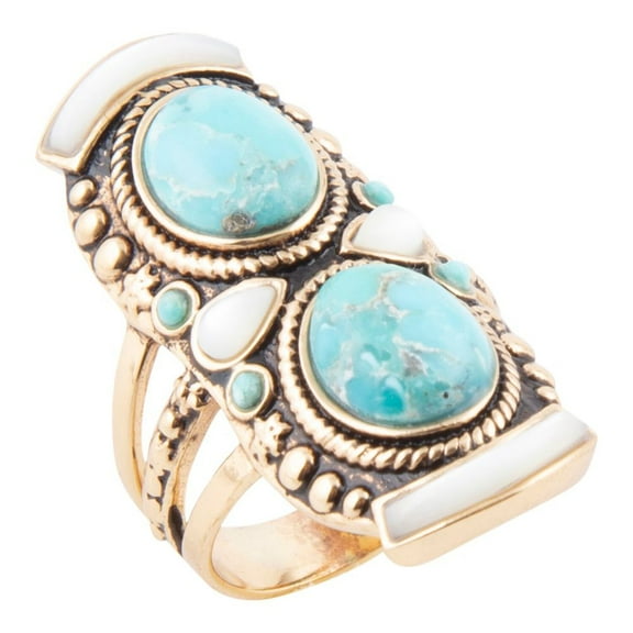 Double Up Turquoise and Mother of Pearl Ring