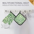 thumbnail image 4 of Yayeee Oven Mitts and Pot Holder Set of 2 Heat Resistant Kitchen Gloves Baking Hot Pad, Green Dot Triangles Pattern, 4 of 5