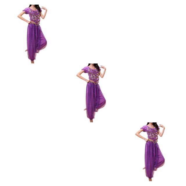 Sonducket Pantalones de danza del vientre indio para mujer, conjunto de traje con parte trasera de baile, traje de manga profesional, Type1 NO1