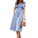 thumbnail image 1 of Vestido de verano Miessial 2025 casual de lino a rayas azul para mujer, 1 of 6