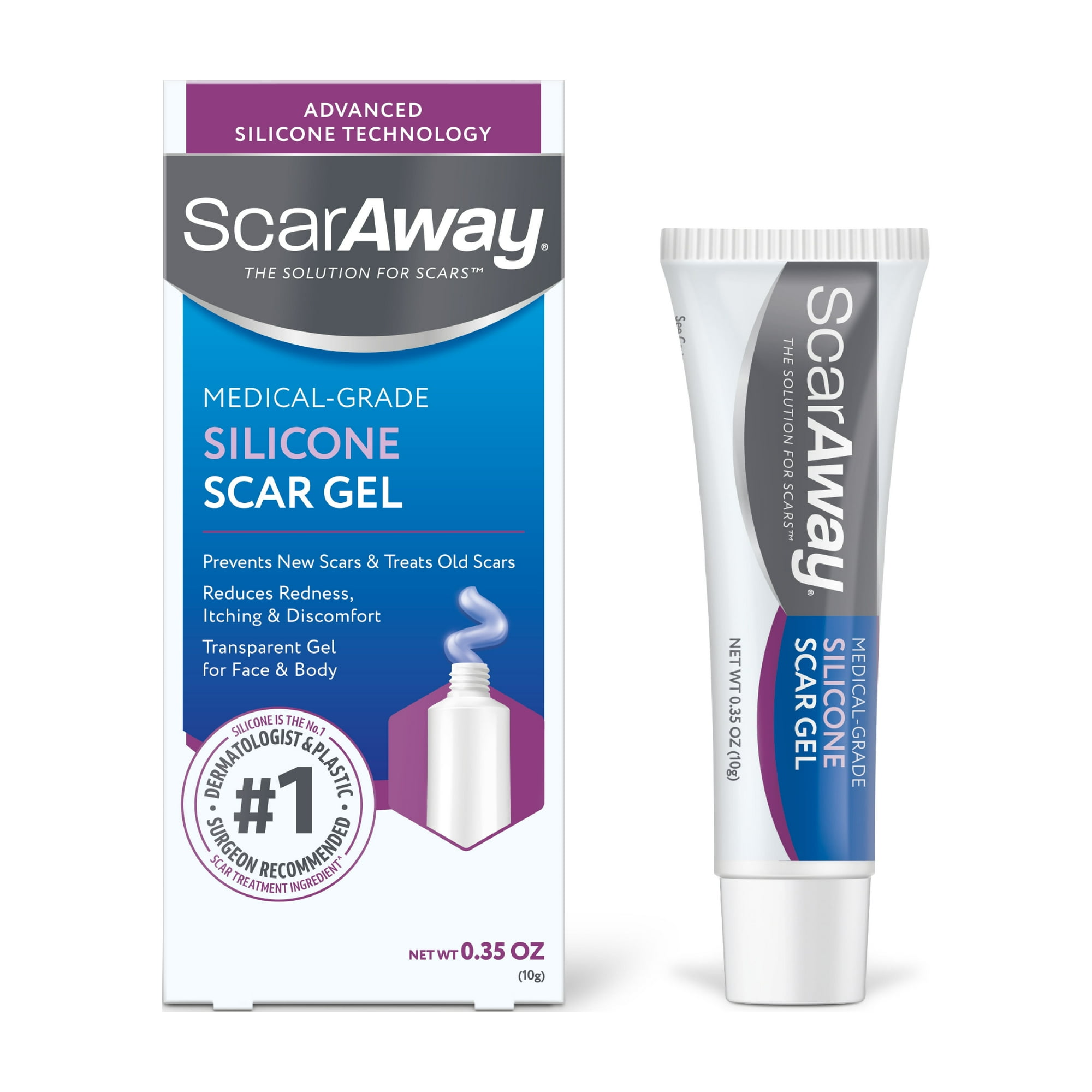 ScarAway Advanced Skincare 100 Percent Medical Grade Silicone Scar Gel, 3 Month Supply