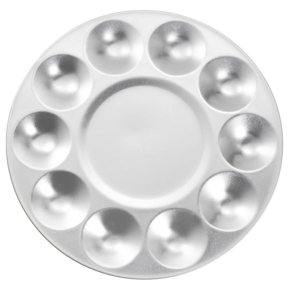 Uxcell 6.7" 10 Wells Round Aluminum Paint Palette Tray Paint Mixing Pallet for Painting