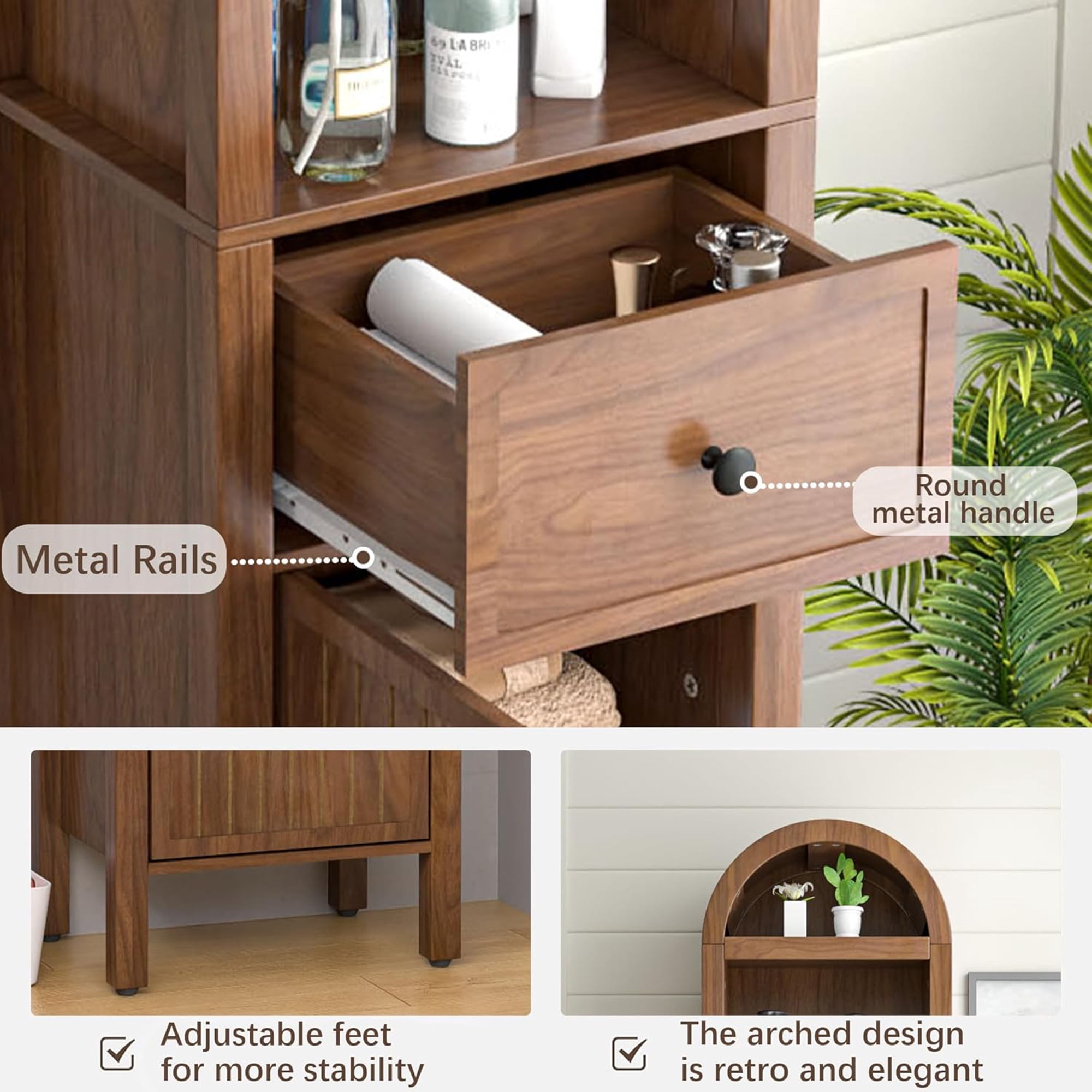 Fiogmub Tall Storage Cabinets with Doors and Shelves, Narrow Tall Linen Cabinet with Drawer