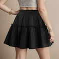 thumbnail image 5 of adviicd Skirts for Women Ruffled Tiered Skirt High Waist Mini Flowy Casual Bohemian Skirt Black, XL, 5 of 6