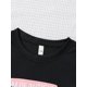 thumbnail image 3 of Camiseta informal de verano para niña, estilo coreano, negra, con estampado de arcoíris colorido y afirmación positiva, cuello redondo y manga corta en algodón - Perfe, 3 of 7