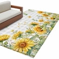 thumbnail image 2 of Summer Floral Washable Area Rugs 4'x6', Watercolor Sunflower Eucalyptus Leaves Gray Plaid Low Pile Throw Living Room Rug Non-Slip Sturdy Edge Binding Carpet for Indoor Entryway Bedside Kitchen, 2 of 9