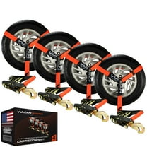 VULCAN Car Tie Down - Snap Hooks - Lasso - 2 inch x 96 inch - 4 Pack - PROSeries - 3300 Lbs SWL