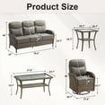 thumbnail image 4 of POCASSY 5 Pieces Patio Furniture Set with 6-inch Thick Cushion, Brown Wicker High Back Outdoor Couch and Swivel Glider Patio Chairs, Sectional Patio Set Ideal for Front Porch Backyard , Gray Cushion, 4 of 14