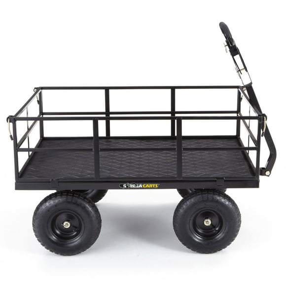 Gorilla Carts Chariot Utilitaire en Acier Chariot de Jardin de 9 Pieds Cubes avec Côtés Amovibles