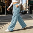 thumbnail image 4 of ClodeEU Women's Drawstring Elastic High Waist Wide Leg Corduroy Pants,Solid Color Loose Casual Trousers With Pockets ,Women's Plus XL, 4 of 7
