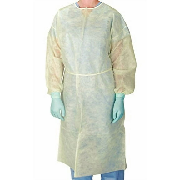 Disposable Lightweight Isolation Gown - Yellow - Pack of 50