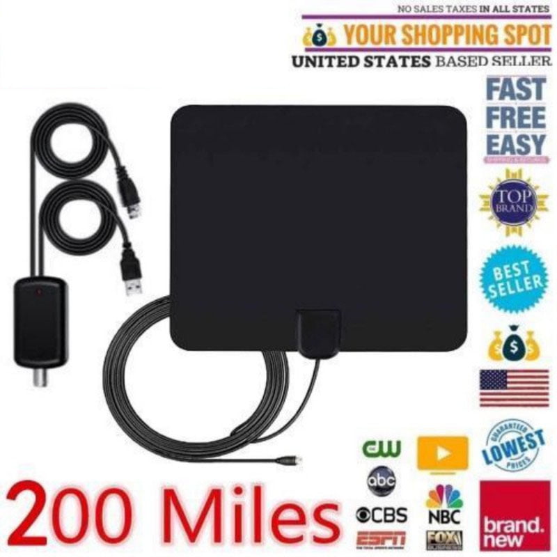 TV Antenna Digital HD 200 Mile Range Skywire TV Indoor Antenna 1080P 4K ...