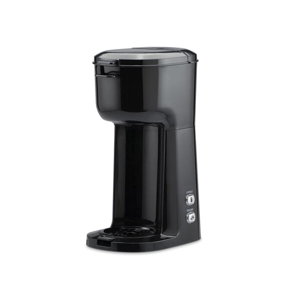 Cafetière à portion individuelle Mainstays, noire, double infusion, compatible café moulu ou K-Cup*