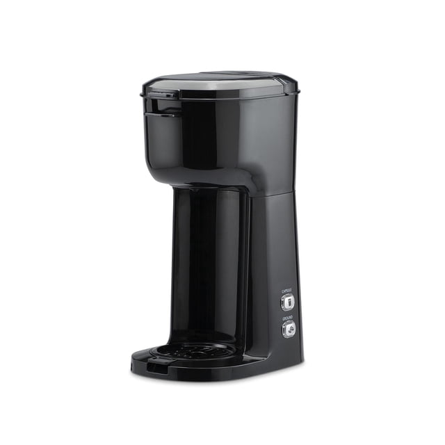 Mainstays Single Serve Coffee Maker, Black, Dual Brew, Ground Coffee or K-Cup* Compatible