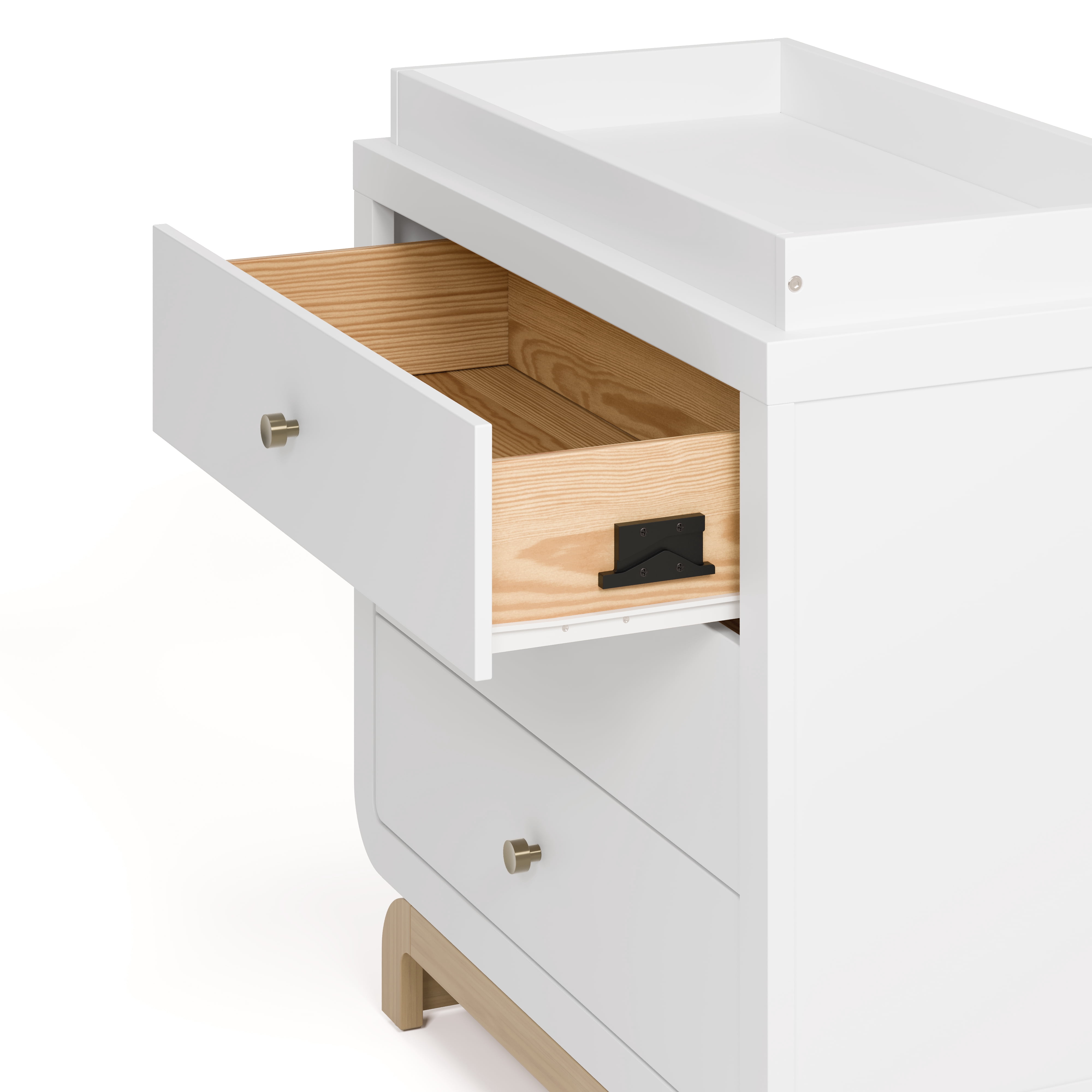 Art of Nursery by Storkcraft Santorini 3 Drawer Dresser with Infant Changing Topper, White with Driftwood