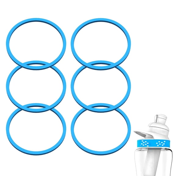 Linkidea 6 Pack Water Bottle Gasket Replacement Compatible with Cirkul 22oz Plastic Series Waterbottle, Silicone O Ring Leak Proof Rubber Seal with Tweezer for Bottle Lid, Blue