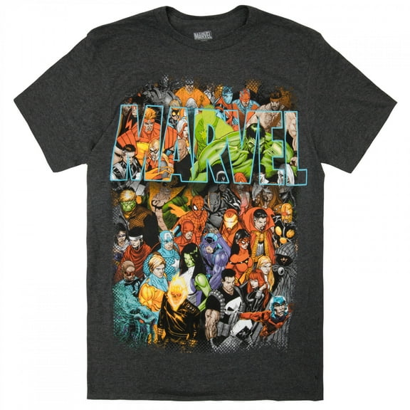 Marvel Heroes Collage and Logo T-Shirt-Small