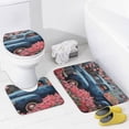 thumbnail image 4 of 4 Piece Shower Curtain Sets Old Blue Truck With Pink Tulips Bath Mat U-Shaped Floor Mat Toilet Lid Oval Rug Spring Farmhouse Shower Curtain with 12 Hooks for Bathroom Decor 72inch X 72inch, 4 of 8