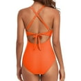 thumbnail image 3 of Innerwin Swimwear Gradient Women Bathing Suits Surfing Long Sleeve Backless One Piece Swimsuit Orange S, 3 of 4