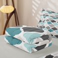thumbnail image 5 of Castle Fairy Bohemian Geometric Quatrefoil Zipper Queen Comforter Set with Fitted Sheet and 2 Pillowcases,Vintage Rhombus Grid Zipper Bedding Set,Teal Gray Cream,Reversible, 5 of 7